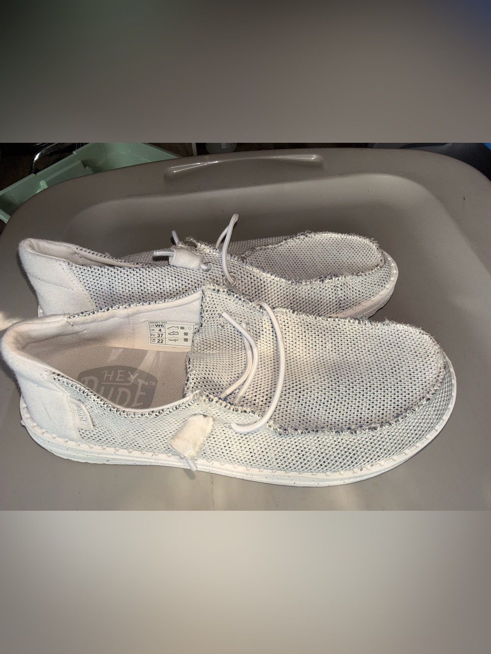 Hey Dude Women’s White Knit Slip-On Moccasins